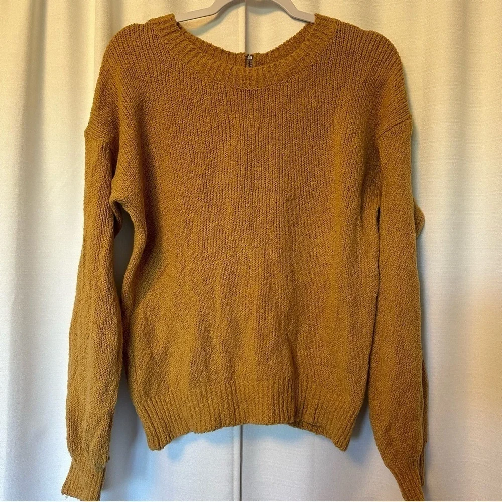 Abercrombie & Fitch Women’s Small Mustard Yellow Full Zip Back Sweater Cotton Bl - Picture 2 of 10